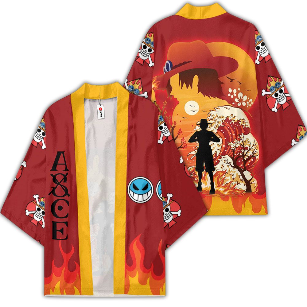 Portgas Ace Kimono Anime One Piece Otaku Merch Clothes GOT1308 Unisex / S Official Anime Kimono Merch