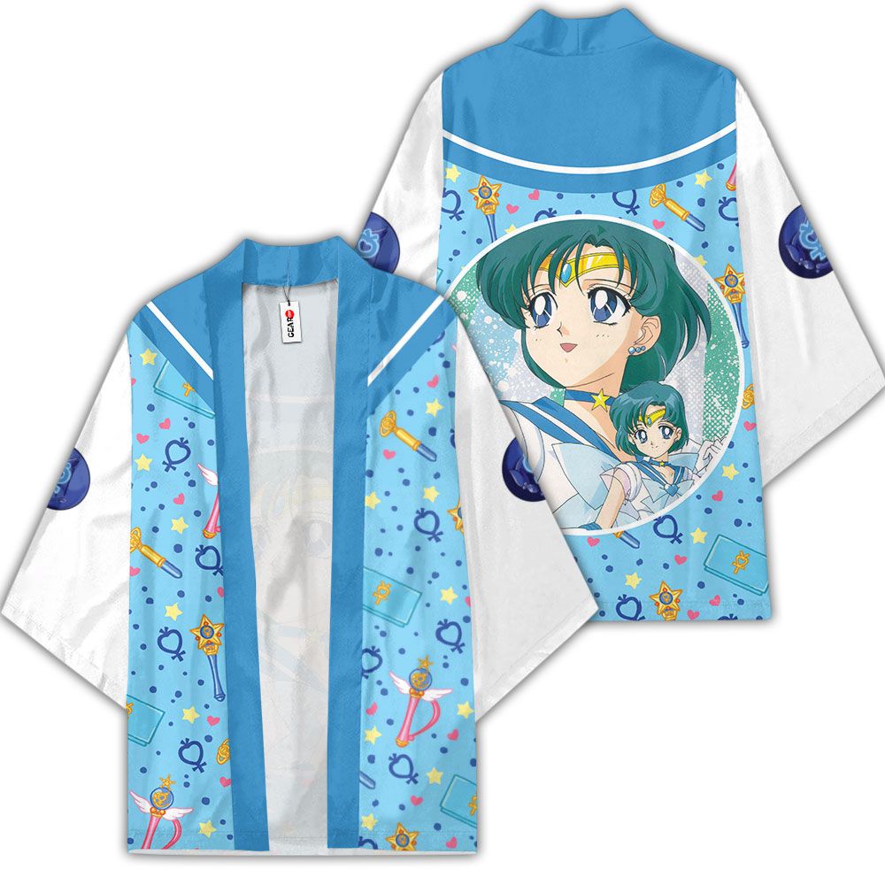 Sailor Mercury Kimono Custom Anime Sailor Moon Merch Clothes GOT1308 Unisex / S Official Anime Kimono Merch