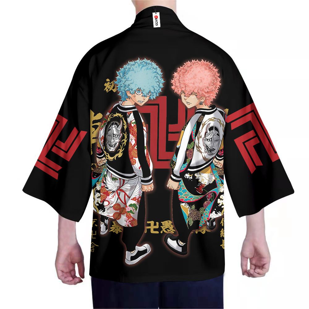 Yuhuaouzhou Tokyo Revengers Kimono Cardigans para Mujer Hombre Yukata Outwear Tops Anime Camisa Corta de Manga 3/4 Chaqueta de Punto Abrigo de Manga Corta Suelta de Playa Fina