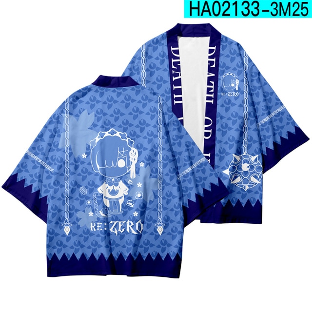 Re Life in a different world from zero Rem Kimono 3D Print Rem Cosplay Haori Cloak 1.jpg 640x640 1 - Anime Kimono