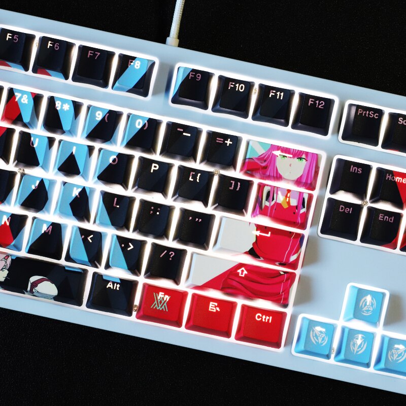 Darling In The Franxx Character Zero Two Printed Keycap Pbt Cherry Profile Sublimation Mechanical Keyboard Key 3 1 - Anime Kimono