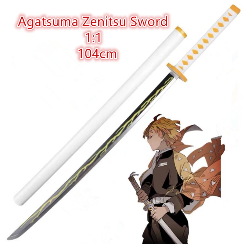 1 1 cosplay Kimetsu no Yaiba Sword Weapon Demon Slayer Agatsuma Zenitsu Sword Anime Ninja Knife - Anime Kimono